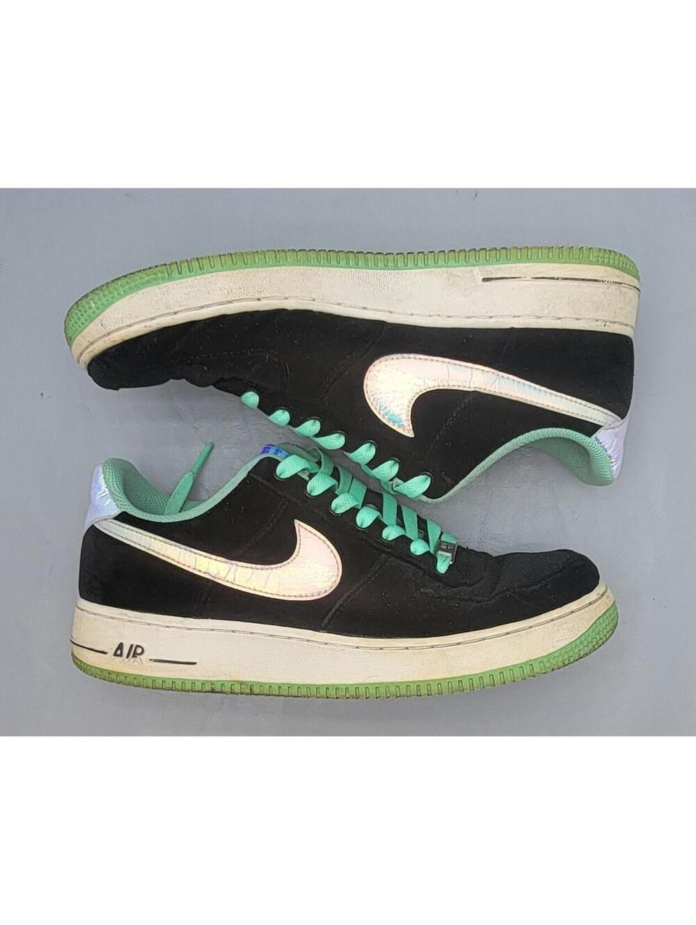Nike Air Force 1 Low Black Mint Green Men's Size 8.5 Sneakers 488298-080